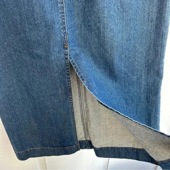 Bohemian Prairie Western Women’s Liz Claiborne 100% Cotton Long Denim Maxi Skirt - Picture 5 of 7